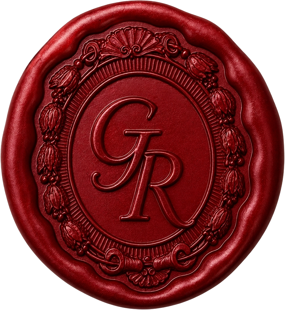 Gillian Roth wax seal monogram on a sealed envelope